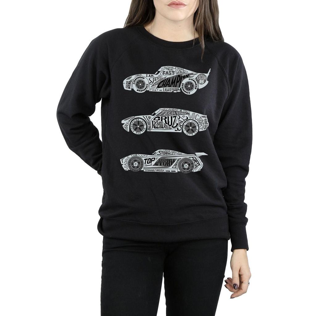 Disney Womens/Ladies Cars Text Racers Sweatshirt
