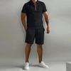 Summer Men's Polo Casual Loose Short Sleeve Shorts Sportswear Fashion Hundred Solid Colour Men's Two Piece Set