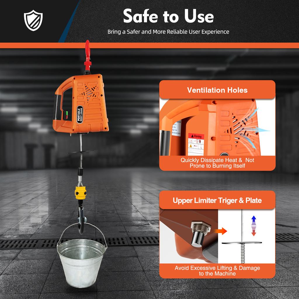 Электрическая таль лебедка 1100 фунтов с пультом дистанционного управления, 1500 Вт портативная гаражная потолочная таль для складского подъема