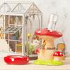 Ceramic Hamster House Mushroom Shaped Pet Habitat Nest Indoor Cartoon Sturdy Hamster Hide Bed For Small Animal Food Bowl