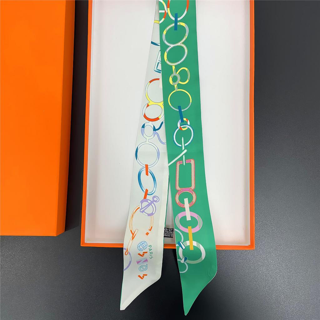 2024 Бренд Дизайн Клетчатый Шелковый Шарф Роскошный Шарф Женский Фуляр Узкая Сумка Шарфы Шейный Платок Для Женщин Модная Повязка На Голову Для Волос