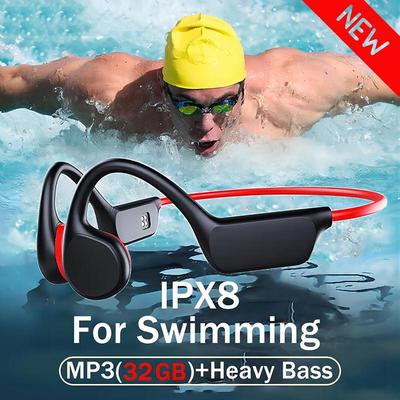 VAORLO Гарнитура True Bone Conduction IPX8 32 ГБ Bluetooth 5.3 беспроводные наушники для плавания с микрофоном водонепроницаемые упражнения фитнес