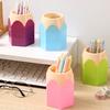 2 Pcs Pencil Head Shape Pen Holder Desktop Pen Storage Box Multi-functional Makeup Brush Organizer for Classroom Home Office Supplies