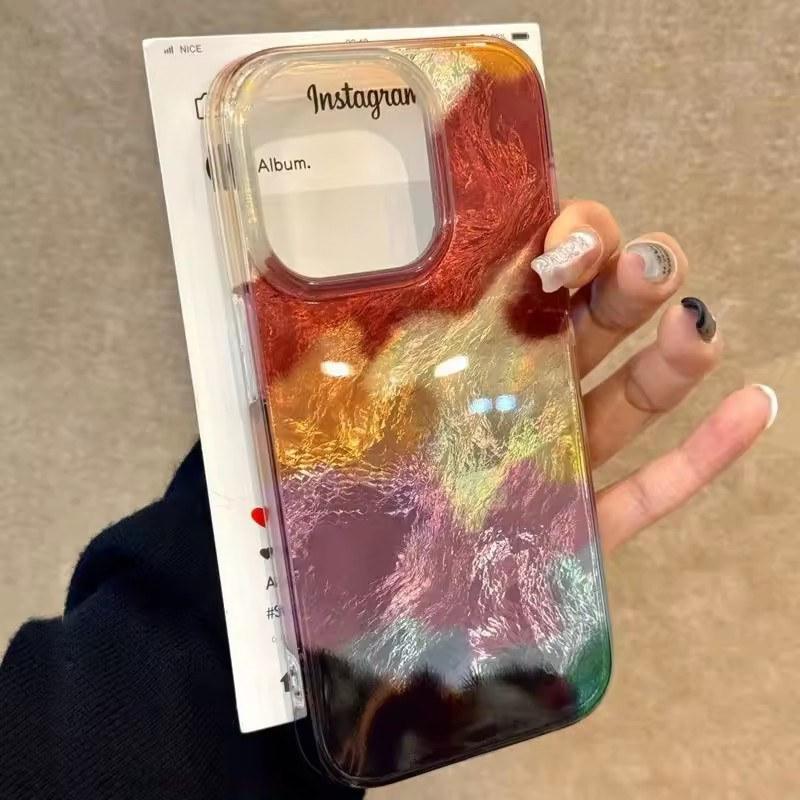 Чехол Art Color Gradient Tin Paper Pattern Glacier для iPhone 16 15 14 13 12 11 Pro Max Plus, противоударный бампер
