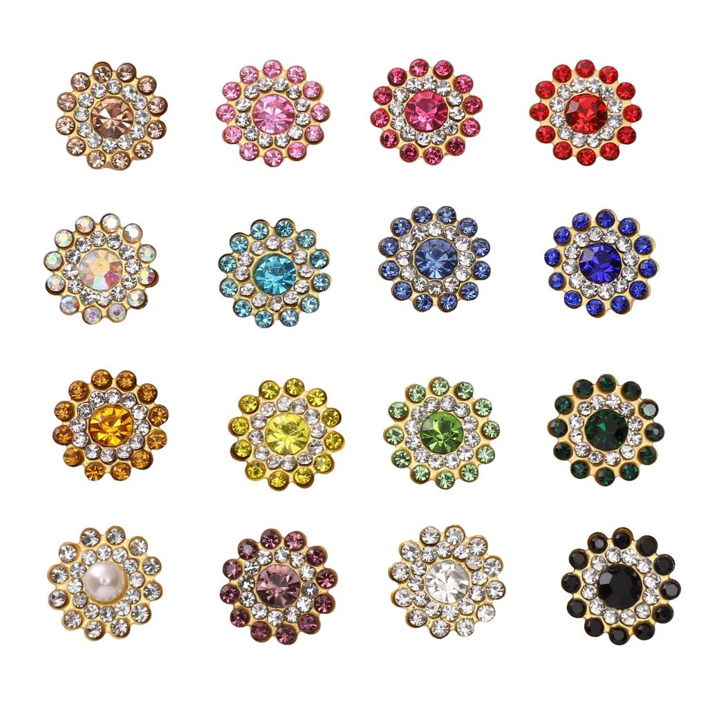 Plastic Spray Plated Snowflake Circular Gold Dot Diamond Sewing Tool Decorative Button Scrapbooking Garment DIY Apparel Accessories