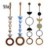 Bohemian Style Home Accents Beaded Towel Hanger, Wall Mounted Wood Ring Hand Boho Holder for Bathroom Holder, Decorative Hemp Rope Storage Rack