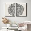 Нейтральный Геометрический Круг Абстрактный Бохо Черный Мазки Кистью Линейное Искусство Постер Принт Холст Живопись Минималистичный Настенный Комната Дом Декор