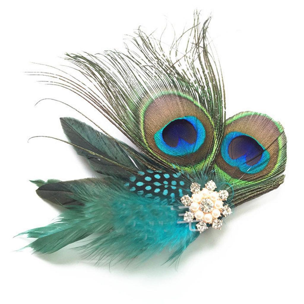 Tea Party Fascinator Hair Clip for Party Wedding Women Peacock Feather Fascinator Hair Pin Ethnic Style Church Headdress