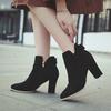 Ботинки 2024 черные ботильоны для женщин с понтовым носком на высоком каблуке зимняя женская обувь размер 43 Botas Feminina fgb78