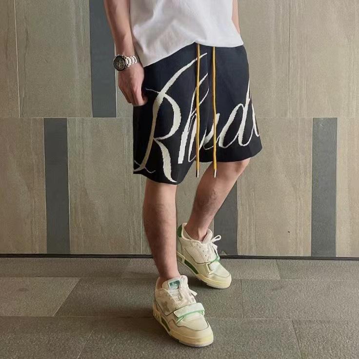 Модный бренд RHUDE letter LOGO жаккардовые вязаные шерстяные повседневные шорты мужские и женские high street пятиточечные брюки