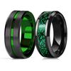 Модные 8 мм вольфрамовые обручальные кольца зеленого цвета со скошенными краями для мужчин, черное обручальное кольцо из матовой стали, мужское обручальное кольцо