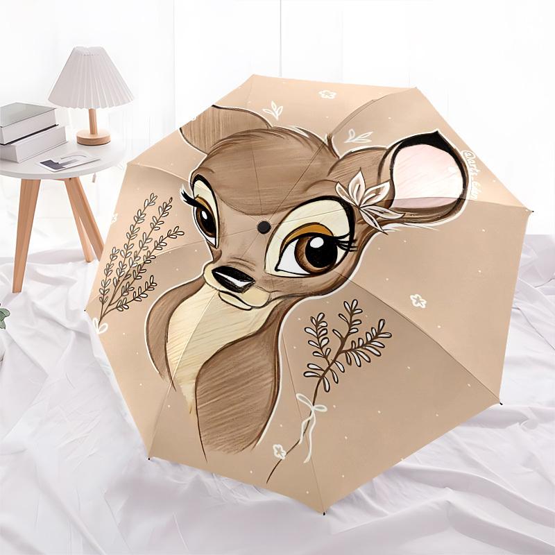 Deer, Illustration Themed Automatic Opening and Closing Umbrella, Brightly Colored 8-rib Portable Umbrella, Suitable for Men and Women, A Perfect Gift