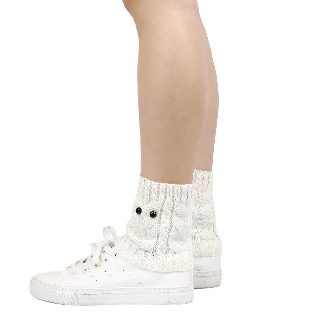 Уютные японско-корейские шерстяные гетры с совами: Теплые и непродуваемые вязаные манжеты для ботинок