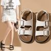 Бокен сандалии женские летние новые на платформе повседневные с ремешком на одно слово ретро пляжные римские туфли