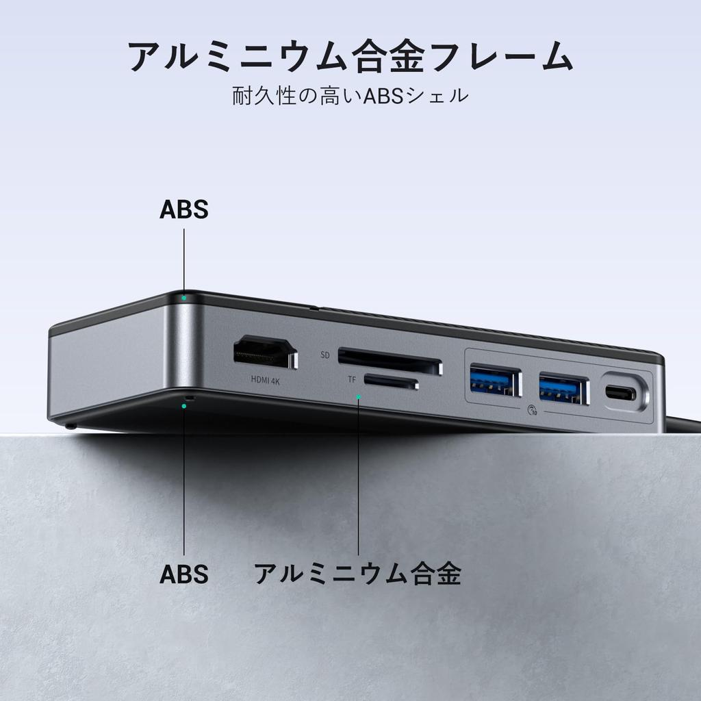 Внешний корпус для SSD GiGimundo 10 Гбит/с USB Gen2 USB C-хаб с корпусом для NVMe SSD Док-станция для SSD Слоты для карт SD и TF Быстрая зарядка PD 100 Вт для