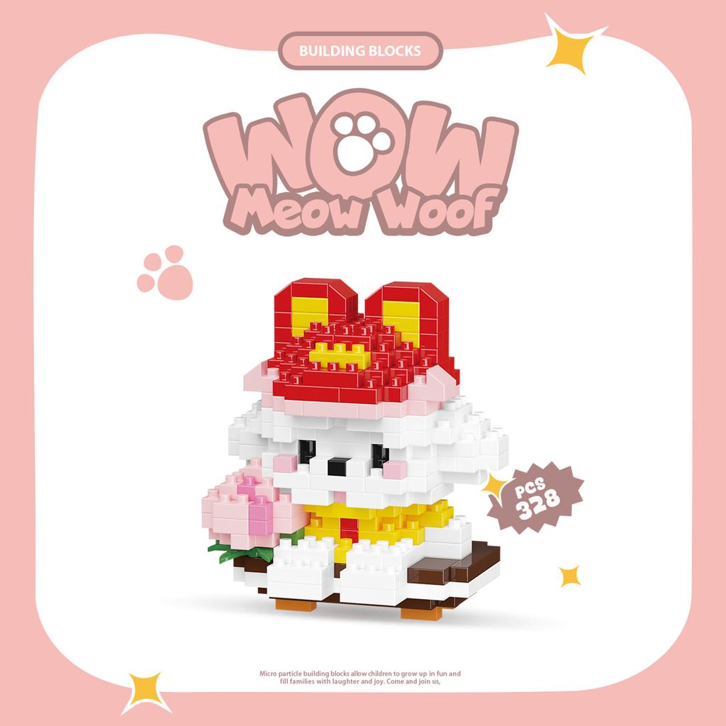 Mini Cartoon Cute Cat Dog Animals Models DIY Building Blocks Toys Micro Blocks Kit Christmas New Year Gifts Lucky Decor