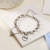 Stainless Steel Round Pendant Bracelet for Women, Fashionable Hip-hop Exquisite Jewelry Gift