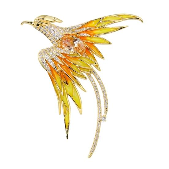 Phoenix Brooch Handmade Enamel Lapel Pin Chinese Style Bird Animal