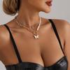 Accessories Oil Drop Butterfly Pendant Flat Love Pearl Circle Splicing Clavicle Chain Double Necklace Women