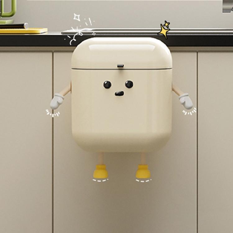 Space Efficient Trash Can for Kitchen Cabinet Door Under Sink Mounted Garbage Holder, Lid Included