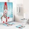 Christmas Waterproof Shower Curtain Four-Piece Floor Mat Combination Bathroom Water-Absorbing Non-Slip Carpet Door Mat Foot Mat