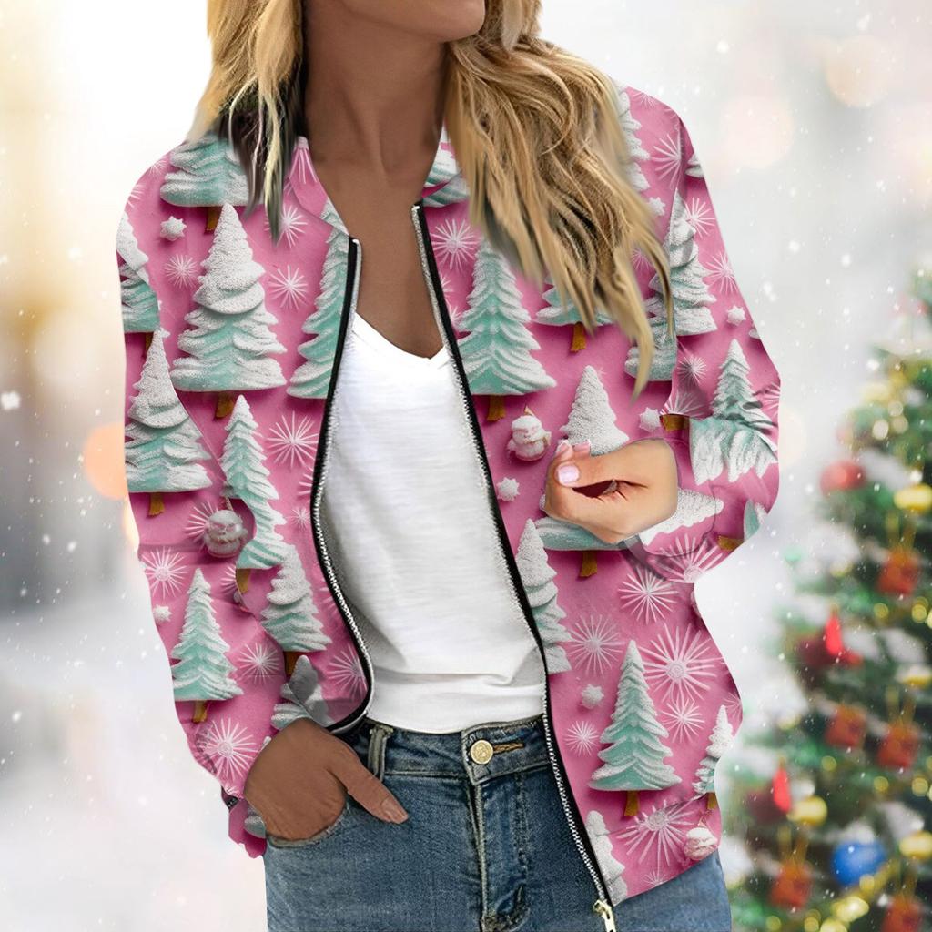 Women's Jacket Long Sleeve Lightweight Zipper Cropped Floral Printed Outerwear Casual Quilted Jacket With Pockets