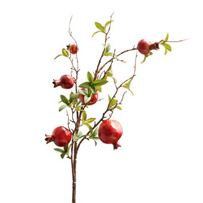 6-головая искусственная ветка граната со стеблем, поддельные фрукты для вазы, реалистичная искусственная ветка гранатового дерева для украшения