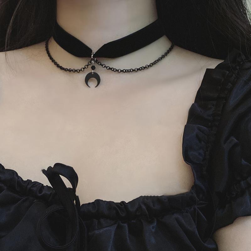Корейский стиль модное колье-чокер для женщин винтажная готическая ключичная цепочка с подвеской в виде луны для девушек шейные украшения аксессуары