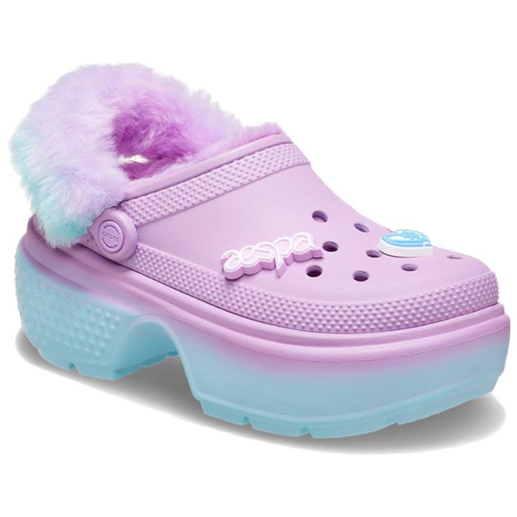 Aespa x Crocs Stomp Lined Clog Небо и Земля Унисекс Кроссовки Фиолетовый Мультиколор 208688-90H