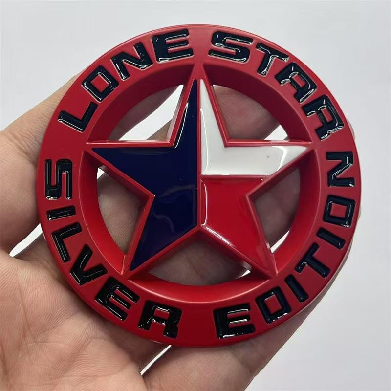 LONE STAR SLIVER Metal car sticker suitable five-pointed star emblem modification sticker