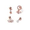 Women's 4-Piece Cubic Rose Gold Bar Piercing Earrings