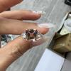 SACEGEMS 9*9MM Natual Ametrine Rings for Women 925Sterling Silver Wedding Party Fine Jewelry Festival Gift