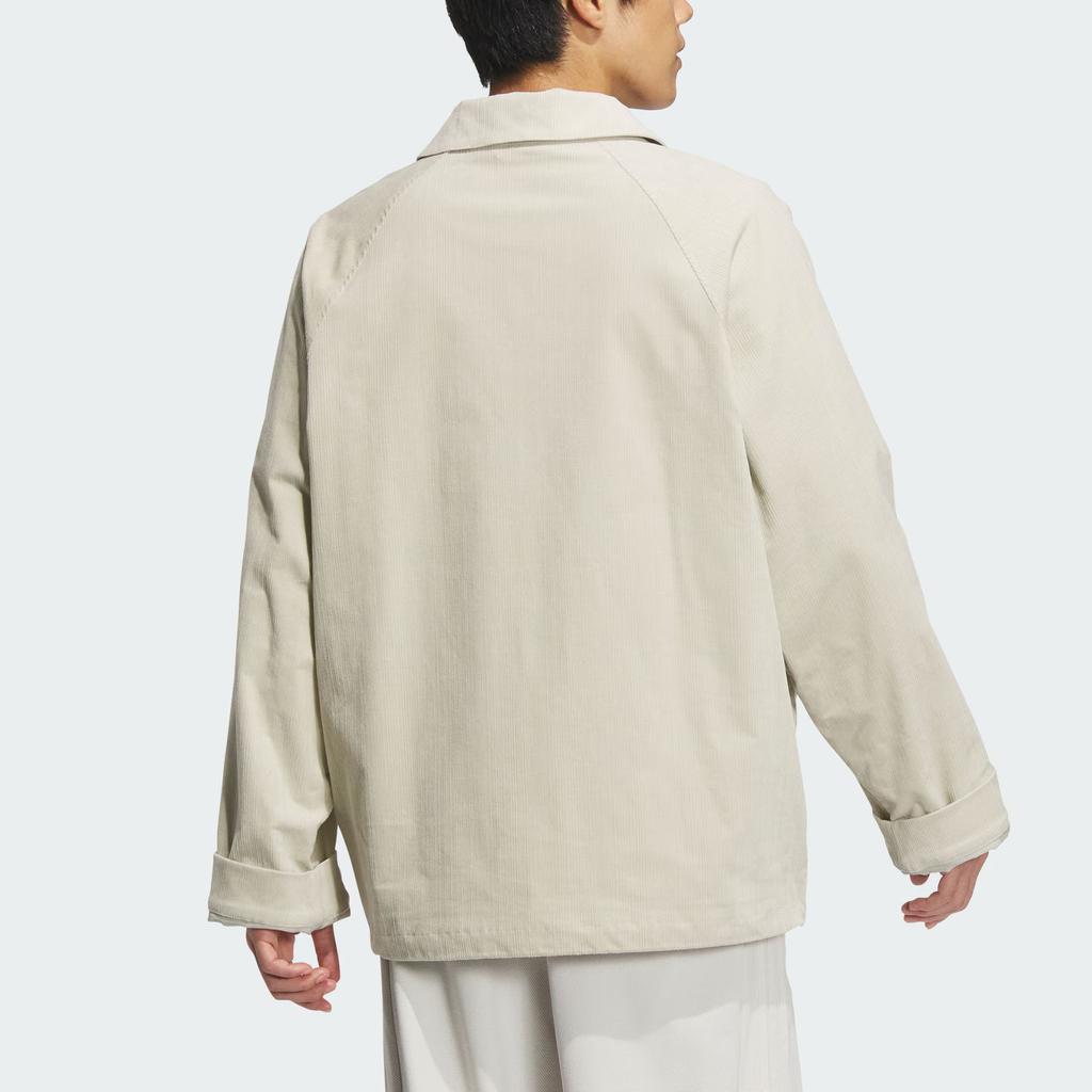 Adidas FW24 Tech Textured Series Logo Pattern Sports Casual Polo Jacket Men Jacket Sesame Earth-Grey JI8687