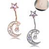 Star Moon Pretty Crystal Rhinestone Navel Belly Button Barbell Ring Body Piercing