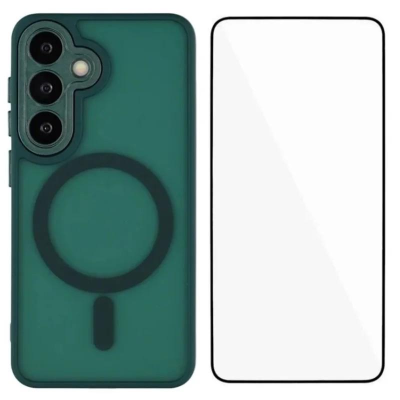 Чехол для Samsung Galaxy S25 FE, совместимый с MagSafe, WANLONFENG Серия QB Чехол для телефона из ПК и ТПУ с защитной пленкой