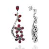 Серьги-подвески из стерлингового серебра 925 пробы с гранатами в виде цветов – Длинные серьги-капли ручной работы с красными драгоценными камнями для женщин, Эффектные свадебные серьги для женщин
