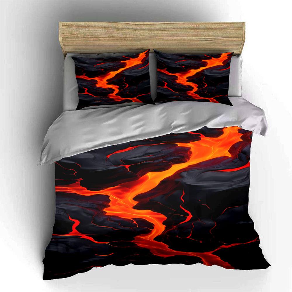Fiery lava flow pattern. Bedding sets Duvet cover sets Duvet covers Pillowcases(1*Duvet Cover 2*Pillowcases without duvet insert)