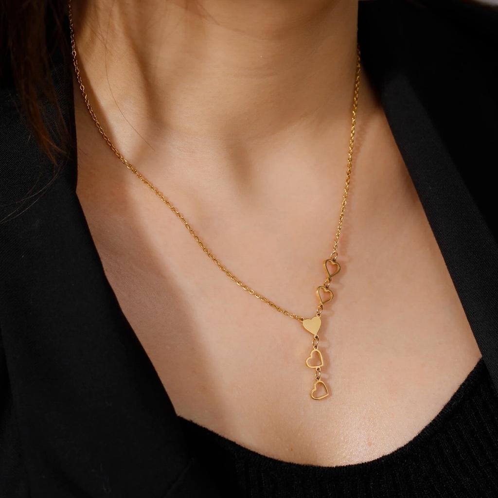 Skyrim, новинка в Kpop, ожерелье с кисточками в форме сердца, длинная цепочка из нержавеющей стали золотого цвета для женщин, 2024, модные украшения, подарок на День матери