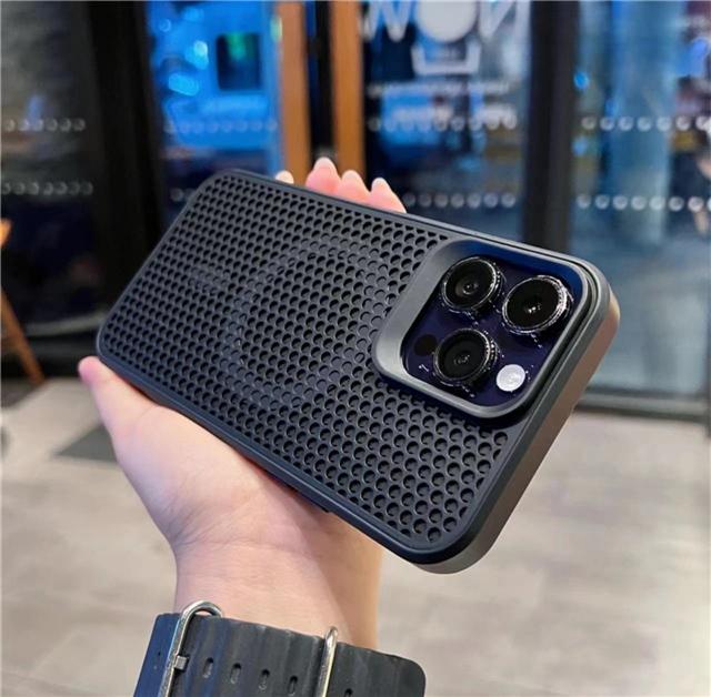 Роскошный сетчатый чехол для телефона с магнитной системой Magsafe и отводом тепла для iPhone 16 Pro Max Для iPhone 11 12 13 14 15 16Plus Защитная крышка