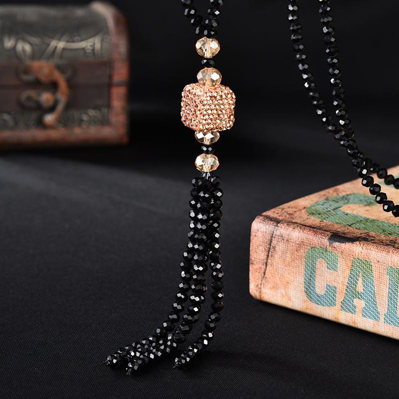 Элегантная хрустальная цепочка-колье для свитера, длинная, универсальный модный аксессуар для женщин