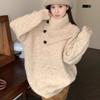 Осенне-зимний пуловер с высоким воротником, нерегулярный женский свитер, модный, свободный, простой, офисный, свободный вязаный свитер, однотонная элегантная одежда