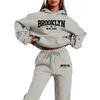 Autumn Winter BROOKLYN Sweater Pants Set Women Hoodie Set Street Hip Hop Clothing Casual Female Clothing Plush Sweatshirt