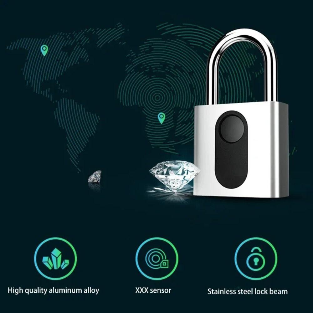 Портативный бесключевой отпечаток пальца замок USB-зарядка Водонепроницаемый Умный навесной замок Цинковый сплав Противоугонный Электронный дверной замок Дом Разблокировка
