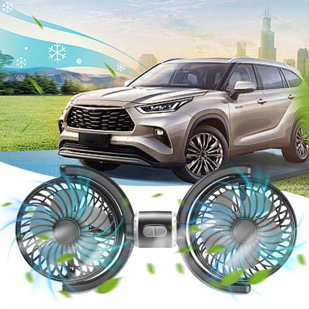 Multiple Speed Double Head Car Fan 360° Rotating Electric Fan Portable Car Seat Fan Summer