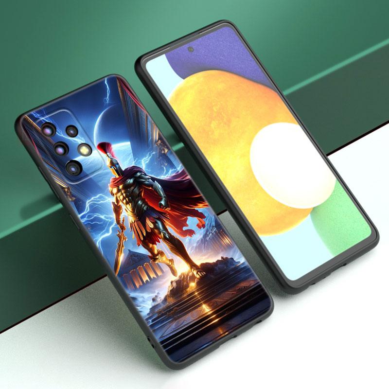 Spartan Black Phone Case For Samsung A13 A22 A24 A32 4G A23 A25 A34 A35 A52S A53 A54 A55 A73 5G A12 A14 A15 A31 A33 A50 A51 A72