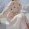 Floral Embroidery Women Dress Elegant Long Sleeve Party Maxi Knitted Dresses For Women Korean Style Autumn Winter Robes