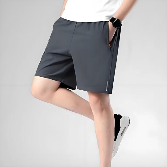 Мужские шорты с эластичной талией, средней посадкой, регулируемые шорты с завязками, эргономичный дизайн, однотонные повседневные шорты из ледяного шелка