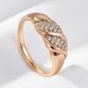 Smooth Geometric Double Zircon Gold Plated Rings for Women Vintage Party Bling Jewelry