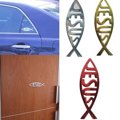 Новая 3D наклейка на автомобиль Христианский символ Рыба Иисуса Логотип Эмблема автомобиля Значок Наклейка Декаль Популярное Авто Украшение