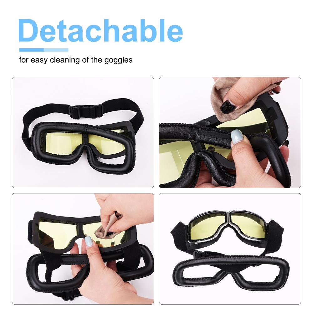 Мотоциклетный шлем, очки в стиле ретро, ​​складные мотоциклетные очки, ветрозащитные защитные очки для мотокросса, винтажные кожаные велосипедные очки